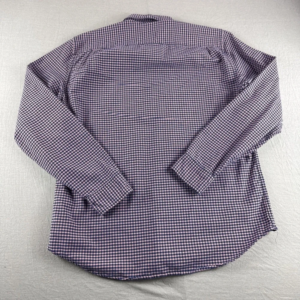 Gap Standard Fit Stretch Shirt Mens M Pink Blue Gingham Long Sleeve Button Up - Picture 2 of 6